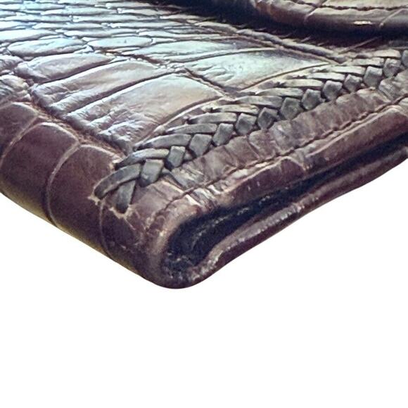 Brighton Womens Brown Croc Print Flap Wallet Bi-Fold Leather Card Holder - Picture 11 of 16